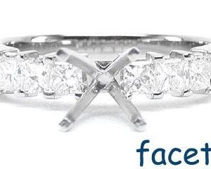 FACETS Engagement Ring Setting Platinum 6 Princess Cut Diamonds, 0.61ct. tw.  Diamond Mounting