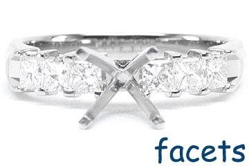 FACETS Engagement Ring Setting Platinum 6 Princess Cut Diamonds, 0.61ct. tw.  Diamond Mounting