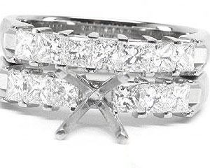 THE FACETS DUO Diamond Ring Mounting Set, Platinum 13 Princess Cut Diamonds, 1.32ct. tw.