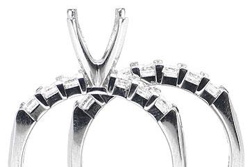 THE FACETS DUO Diamond Ring Mounting Set, Platinum 13 Princess Cut Diamonds, 1.32ct. tw.