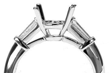 FACETS Engagement Ring Setting Platinum 2 Baguette Cut Diamond 0.50ct Mounting