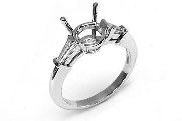 FACETS Engagement Ring Setting Platinum 2 Baguette Cut Diamond 0.42ct Mounting