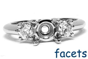 FACETS Engagement Ring Setting Platinum 2 Round Cut Diamond 0.50ct Mounting