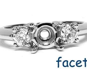 FACETS Engagement Ring Setting Platinum 2 Round Cut Diamond 0.42ct Mounting