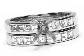 THE FACETS DUO Diamond Ring Mounting Set, Platinum 17 Asscher Cut Diamonds, 0.88ct. tw.