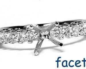 FACETS Engagement Ring Setting Platinum 10 Princess Cut Diamonds, 0.57ct. tw.  Diamond Mounting