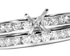 THE FACETS DUO Diamond Ring Mounting Set, Platinum 17 Round Cut Diamonds, 0.85ct. tw.