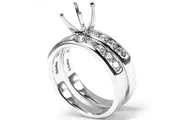 THE FACETS DUO Diamond Ring Mounting Set, Platinum 17 Round Cut Diamonds, 0.85ct. tw.