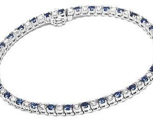 FACETS 18K White Gold 31 Round Cut Diamonds  & 31 Round Cut Sapphires 4.29 cts total weight