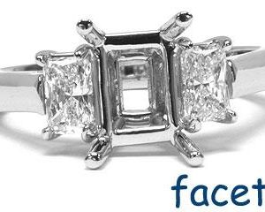 FACETS Engagement Ring Setting Platinum 2 Radiant Cut Diamond 0.40ct Mounting