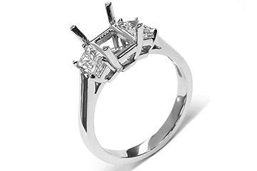 FACETS Engagement Ring Setting Platinum 2 Radiant Cut Diamond 0.50ct Mounting