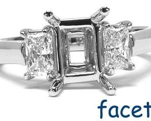 FACETS Engagement Ring Setting Platinum 2 Radiant Cut Diamond 0.60ct Mounting