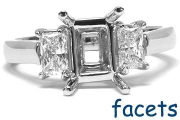 FACETS Engagement Ring Setting Platinum 2 Radiant Cut Diamond 0.60ct Mounting