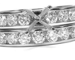THE FACETS DUO Diamond Ring Mounting Set, Platinum 13 Round Cut Diamonds, 1.30ct. tw.