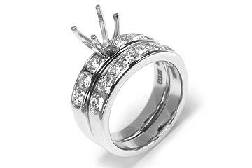 THE FACETS DUO Diamond Ring Mounting Set, Platinum 13 Round Cut Diamonds, 1.30ct. tw.