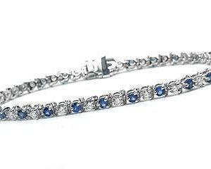 FACETS 18K White Gold 26 Round Cut Diamonds  & 26 Round Cut Sapphires