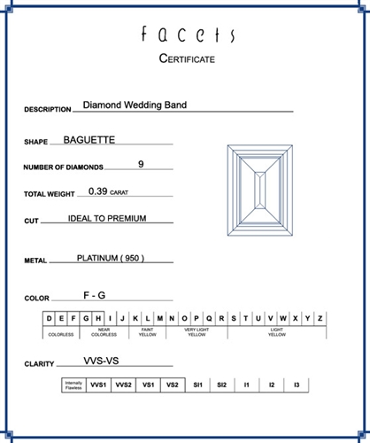 Platinum Channel-Set Wedding Band, 9 Horizontal-Baguette Diamonds, 0.39ct. tw.