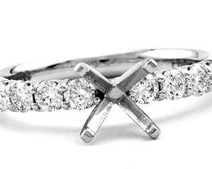 Platinum Share-Prong Mounting, 8 Round Brilliant Diamonds, 0.45ct. tw.