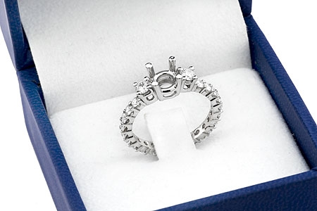 FACETS Platinum Engagement Ring Setting 27 Round Cut Diamonds