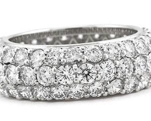 Platinum Micro-Pave Set Eternity Band, 81 Round Brilliant Diamonds, 4.15ct. tw.