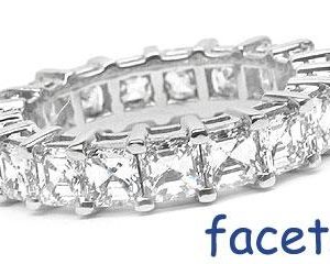 Platinum Shared-Prong Eternity Band, 20 Asscher Cut Diamonds, 4.00ct. tw.