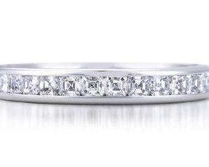 Platinum Channel Set Eternity Band, 33 Asscher Cut Diamonds, 1.19ct. tw.