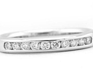 Platinum Channel Set Wedding Band, 10 Round Brilliant Diamonds, 0.25ct. tw.