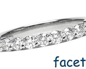 Platinum Shared-Prong Wedding Band, 9 Round Brilliant Diamonds, 0.90ct. tw.