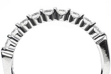 Platinum Shared-Prong Wedding Band, 9 Round Brilliant Diamonds, 0.90ct. tw.