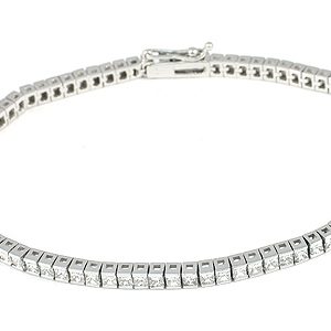 FACETS Diamond Tennis Bracelet 18K White Gold 56 Princess Cut 7.70 cts tw.