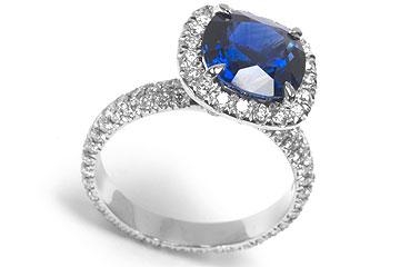 FACETS Platinum 3.50ct Cushion Cut Sapphire Ring