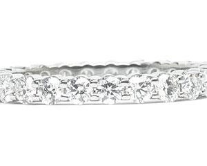 Platinum Shared-Prong Eternity Band, 27 Round Brilliant Diamonds, 0.99ct. tw.