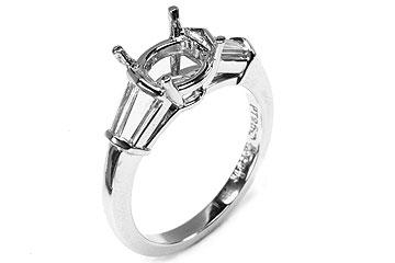 FACETS Engagement Ring Setting Platinum 4 Baguette Cut Diamond 0.40ct Mounting