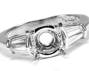 FACETS Engagement Ring Setting Platinum 4 Baguette Cut Diamond 0.50ct Mounting