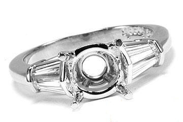 FACETS Engagement Ring Setting Platinum 4 Baguette Cut Diamond 0.50ct Mounting