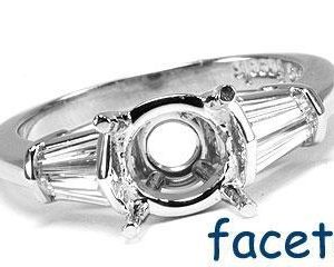 FACETS Engagement Ring Setting Platinum 4 Baguette Cut Diamond 0.60ct Mounting