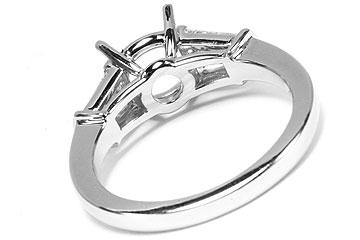 FACETS Engagement Ring Setting Platinum 4 Baguette Cut Diamond 0.60ct Mounting