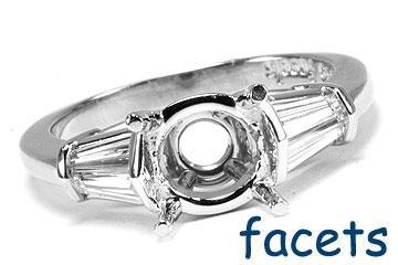 FACETS Engagement Ring Setting Platinum 4 Baguette Cut Diamond 0.70ct Mounting