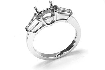 FACETS Engagement Ring Setting Platinum 6 Baguette Cut Diamond 0.50ct Mounting