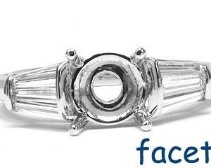 FACETS Engagement Ring Setting Platinum 6 Baguette Cut Diamond 0.60ct Mounting