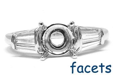 FACETS Engagement Ring Setting Platinum 6 Baguette Cut Diamond 0.70ct Mounting