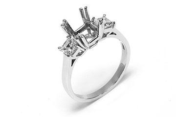 FACETS Engagement Ring Setting Platinum 2 Asscher Cut Diamond 0.50ct Mounting