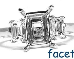 FACETS Engagement Ring Setting Platinum 2 Emerald Cut Diamond 0.50ct Mounting