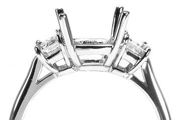 FACETS Engagement Ring Setting Platinum 2 Emerald Cut Diamond 0.50ct Mounting