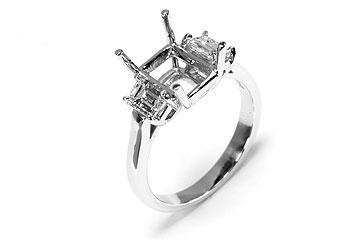 FACETS Engagement Ring Setting Platinum 2 Emerald Cut Diamond 0.50ct Mounting