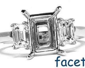 FACETS Engagement Ring Setting Platinum 2 Emerald Cut Diamond 0.70ct Mounting