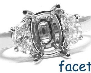 FACETS Engagement Ring Setting Platinum 2 Half-Moon Cut Diamond 0.40ct Mounting