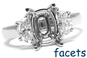 FACETS Engagement Ring Setting Platinum 2 Half-Moon Cut Diamond 0.50ct Mounting