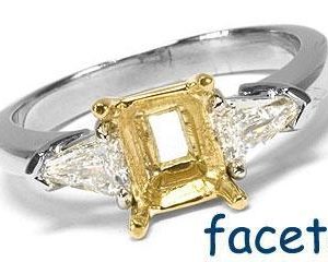 FACETS Engagement Ring Setting Platinum 2 Shield Cut Diamond 0.50ct Mounting