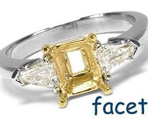 FACETS Engagement Ring Setting Platinum 2 Shield Cut Diamond 0.60ct Mounting